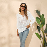 2025 new knitted sweater women's autumn and winter love hollow short-sleeved temperament commuter sweater top