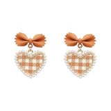 S925 silver needle sweet bow love fashion fabric heart earrings