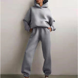 MOMENTLOVER New 's new women's cross-border autumn sweater set, solid color casual fashion sports trousers two-piece set