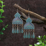 Wind leaf round openwork turquoise earrings