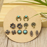 Turquoise heart-shaped flower Christmas tree earrings