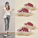 2025  popular summer new half tray white shoes women's mesh breathable student board shoes casual shoes increase ins tide Q072