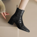 2025  British Martin boots popular autumn and winter new retro single boots Chelsea thick heel square head short boots women