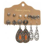 Retro geometric alloy tassel earrings