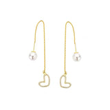 S925 silver needle gentle long tassel pearl earrings