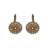 Leaf hoop metallic leather fringed earrings