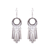National retro silver Bohemian turquoise tassel earrings