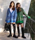 2025 New Popular, , ,  spring and autumn popular sweater cardigan jacquard medium and long cardigan knitted sweater