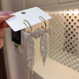 Tassel bow full of diamond earrings