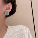 S925 Silver Needle Blue Crystal Square Fashion Earrings