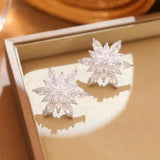 S925 Silver Needle Sunflower Snow Flower Diamond Earrings