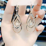 Geometric crystal opal earrings