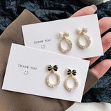 S925 Silver Needle Simple Bow Flash Diamond Geometric Retro Earrings