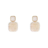 Simple and fashionable pearl square earrings
