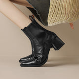2025  British Martin boots popular autumn and winter new retro single boots Chelsea thick heel square head short boots women