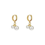 S925 silver needle simple pearl personalized geometric earrings