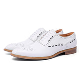 2025 White leather shoes men's business casual formal wear men's shoes men's trend Korean version lace-up British wedding groom leather shoes men