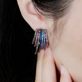Skeleton black colored zircon earrings