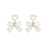 S925 Silver Needle Pearl Bow Earrings
