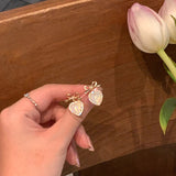 S925 silver needle Korean bow love earrings