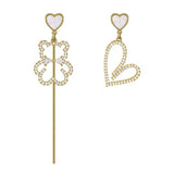 S925 Silver Needle Bear Asymmetric Diamond Tassel Earrings