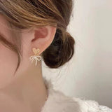 S925 silver needle love bow heart-shaped diamond earrings