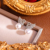 S925 silver needle full diamond swan earrings