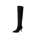 2025  Pointed boots Children look thin in early autumn but knee boots long boots thin heel knight boots high heel pile boots