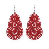 Geometric round flowers with openwork metal earrings