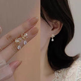 S925 silver needle gentle drop opal earrings