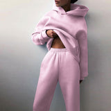MOMENTLOVER New 's new women's cross-border autumn sweater set, solid color casual fashion sports trousers two-piece set