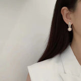 S925 silver needle rose gold pearl earrings