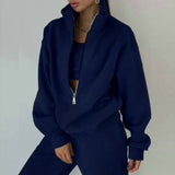 MOMENTLOVER 2025 New autumn 2025 women's clothing  two-piece sweater fleece sports street casual fashion suit women