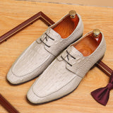 2025 Kuaishou leather shoes men's shoes new business casual formal wear men's genuine leather crocodile pattern round head derby shoes men's Popular trade