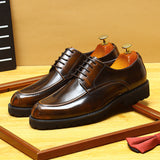 2025 Popular hot-selling thick-soled heightening glossy patent leather leather shoes pointed men's genuine leather soft leather business British style single shoes men