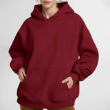 MOMENTLOVER 2025 New autumn coat cross-border sweater temperament commuting loose solid color hooded pocket fashion hooded sweater women