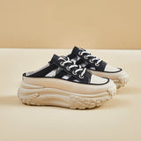 2025  popular summer new half tray white shoes women's mesh breathable student board shoes casual shoes increase ins tide Q072