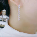 S925 silver needle fashion wheat ear crystal glass earrings