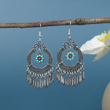 Flower tassel temperament earrings