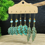 Tassel round hollow leaf earrings