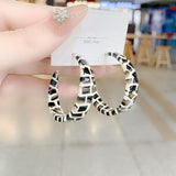 Leopard C-shaped silver needle earrings