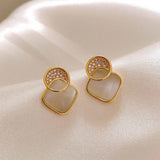 S925 Silver Needle Geometric Diamond Cat Eye Earrings