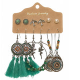 Retro geometric alloy tassel earrings