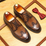 2025 Xiaohongshu same business dress leather shoes men's genuine leather handmade men's shoes soft cowhide British engraved block wholesale