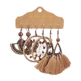 Retro alloy drop pink tassel earrings