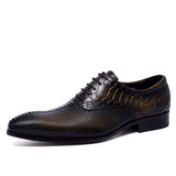 2025 Business leather shoes men's carved pointed Oxford British lace-up wedding dress retro leather shoes embossed snake leather shoes