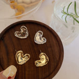 S925 silver needle love retro earrings hip-hop irregular small earrings