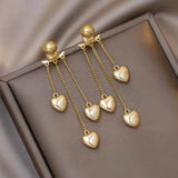 S925 silver needle metal small peach tassel earrings