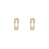 S925 silver pin gold paper curved needle earrings