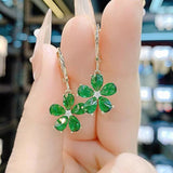 Emerald flower simple temperament earrings